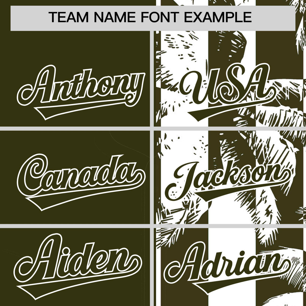 Custom Olive White Split Fashion Coconut Tree Design Authentic Baseball Jersey| KXKSHOP