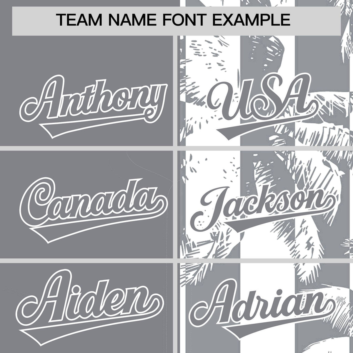 Custom Gray White Split Fashion Coconut Tree Design Authentic Baseball Jersey| KXKSHOP