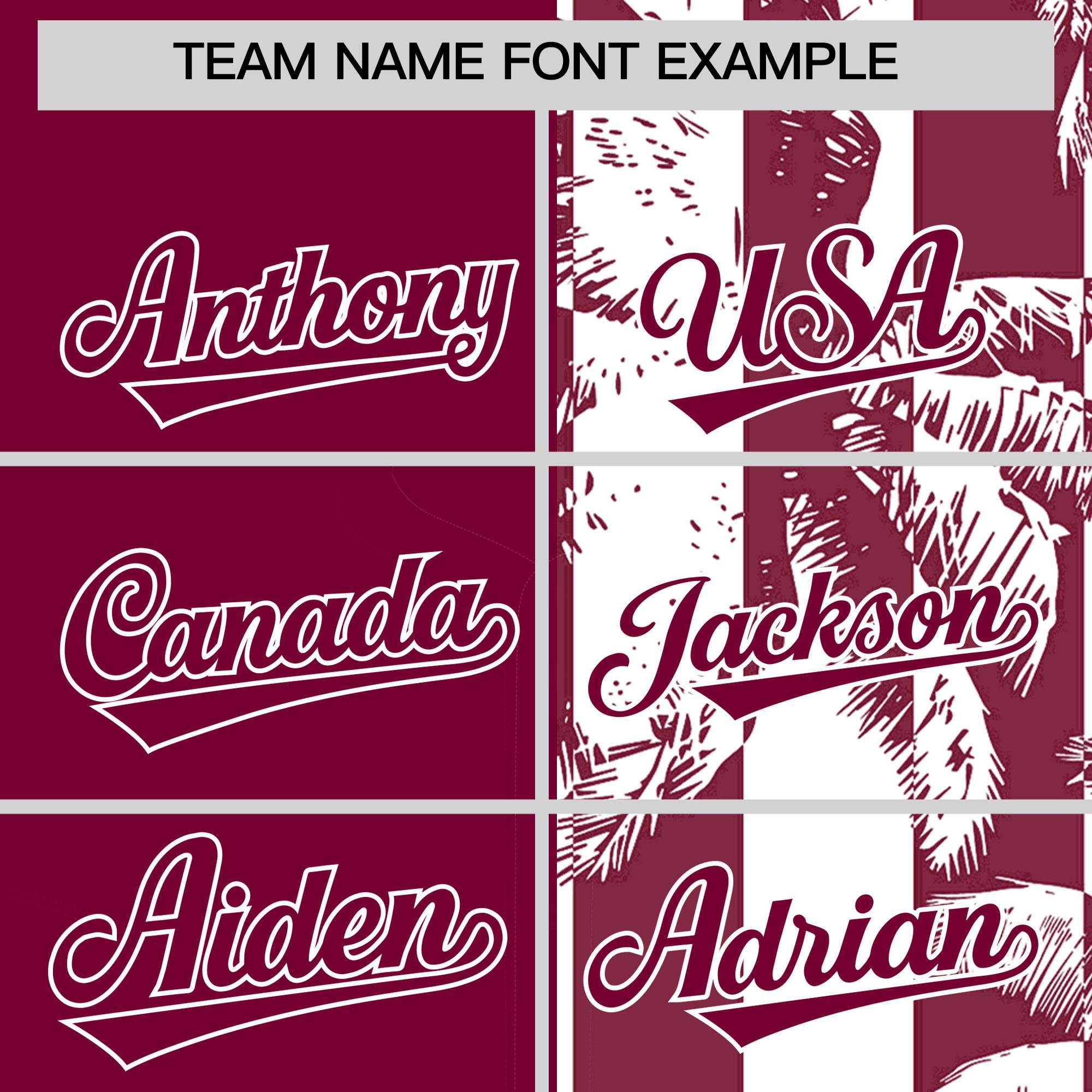 Custom Crimson White Split Fashion Coconut Tree Design Authentic Baseball Jersey| KXKSHOP