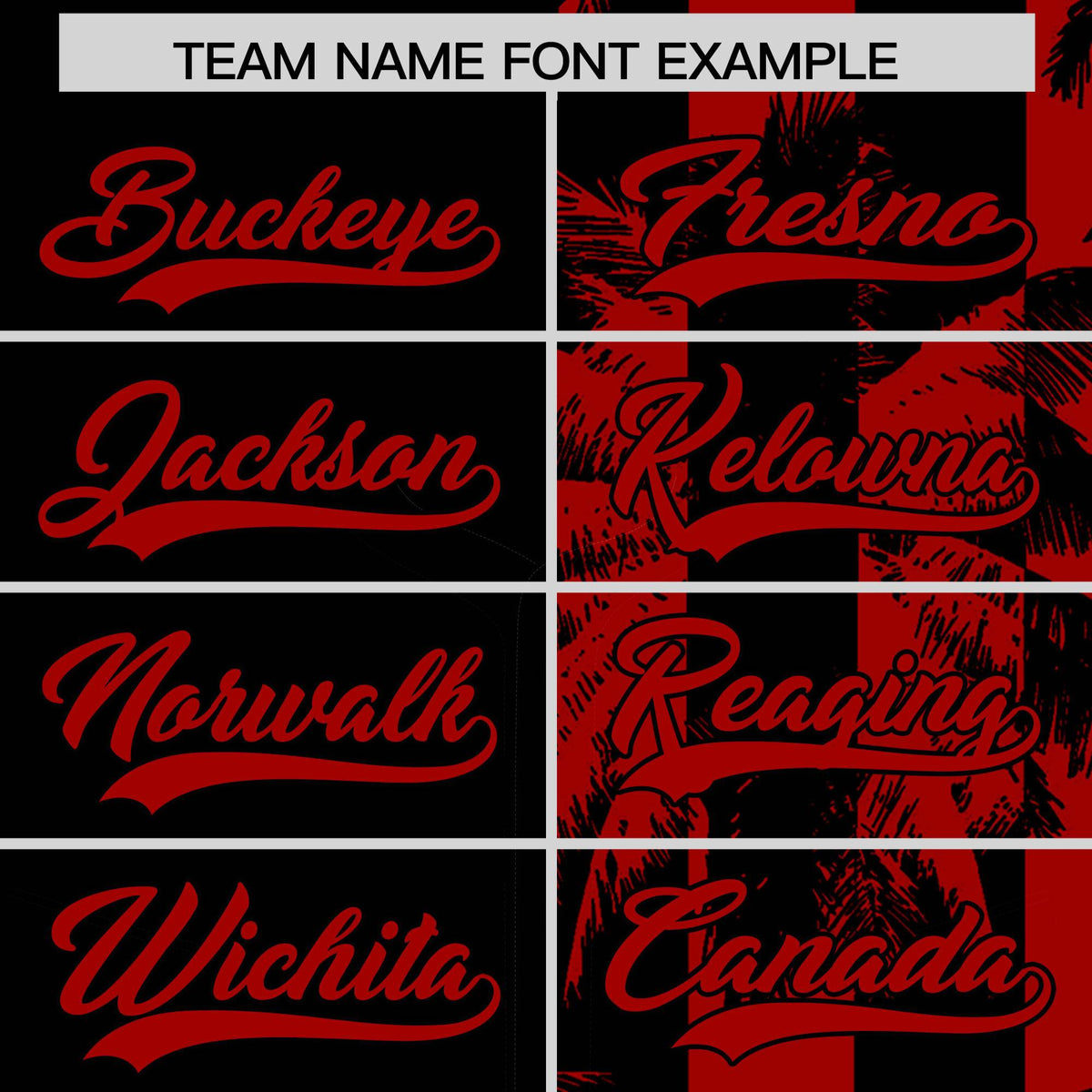 Custom Black Red Split Fashion Coconut Tree Design Authentic Baseball Jersey| KXKSHOP