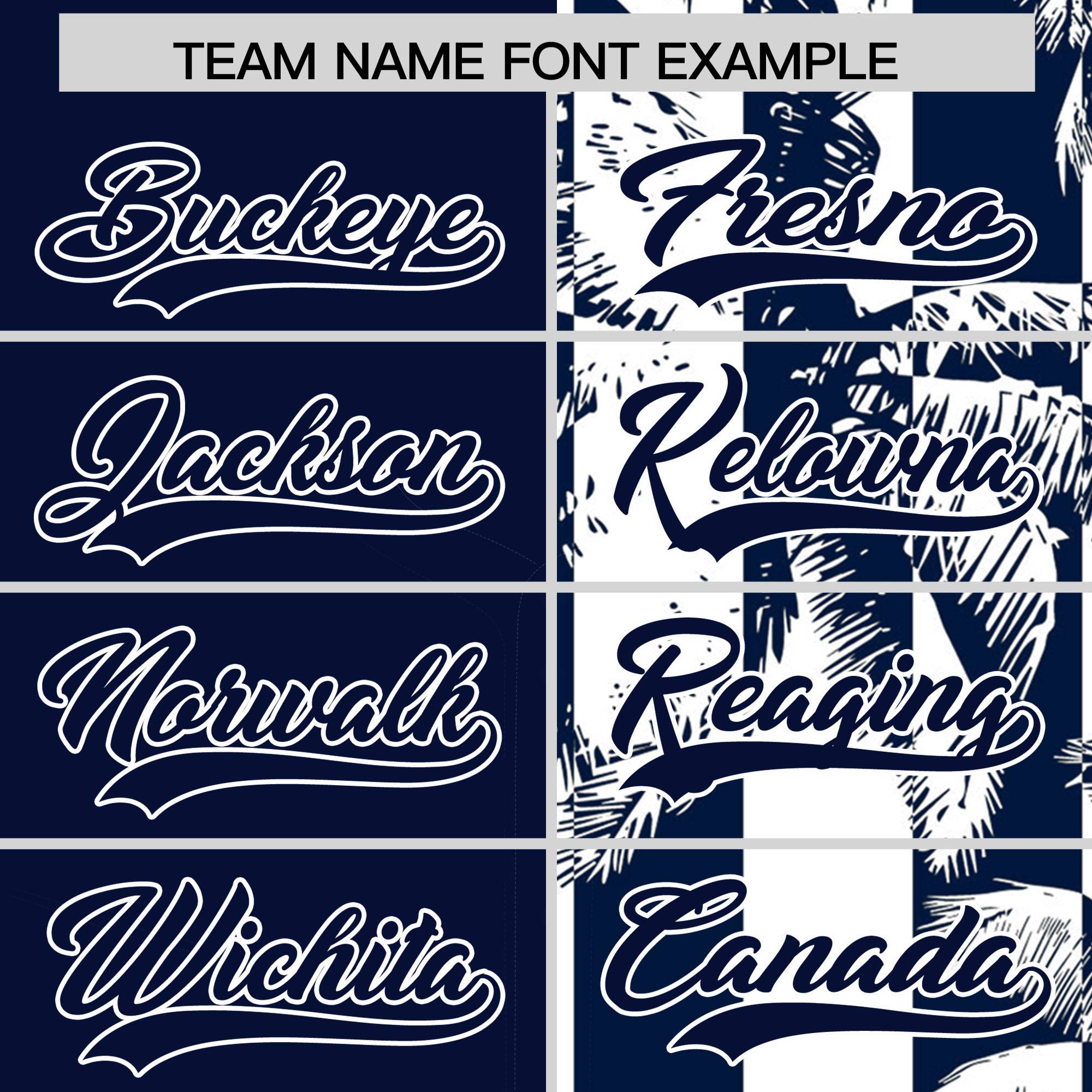 Custom Navy White Split Fashion Coconut Tree Design Authentic Baseball Jersey| KXKSHOP