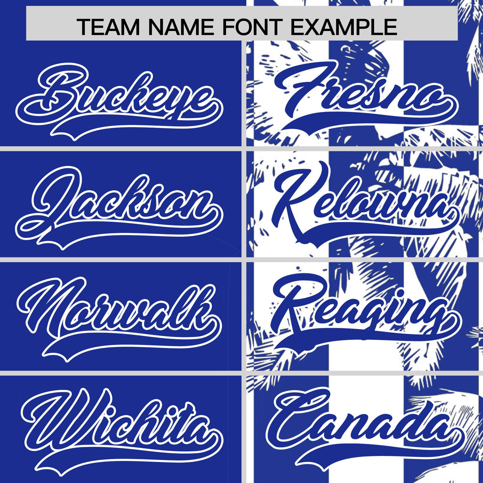 Custom Royal White Split Fashion Coconut Tree Design Authentic Baseball Jersey| KXKSHOP