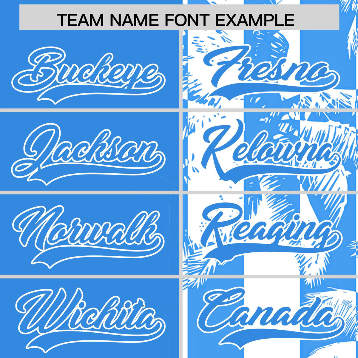 Custom Powder Blue White Split Fashion Coconut Tree Design Authentic Baseball Jersey| KXKSHOP