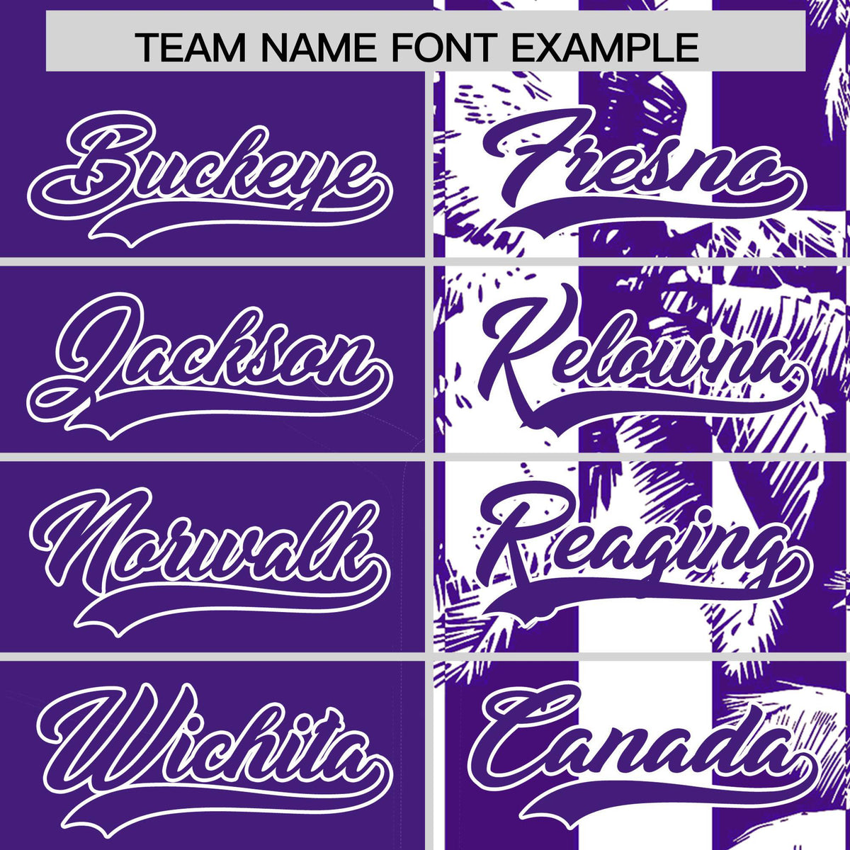 Custom Purple White Split Fashion Coconut Tree Design Authentic Baseball Jersey| KXKSHOP