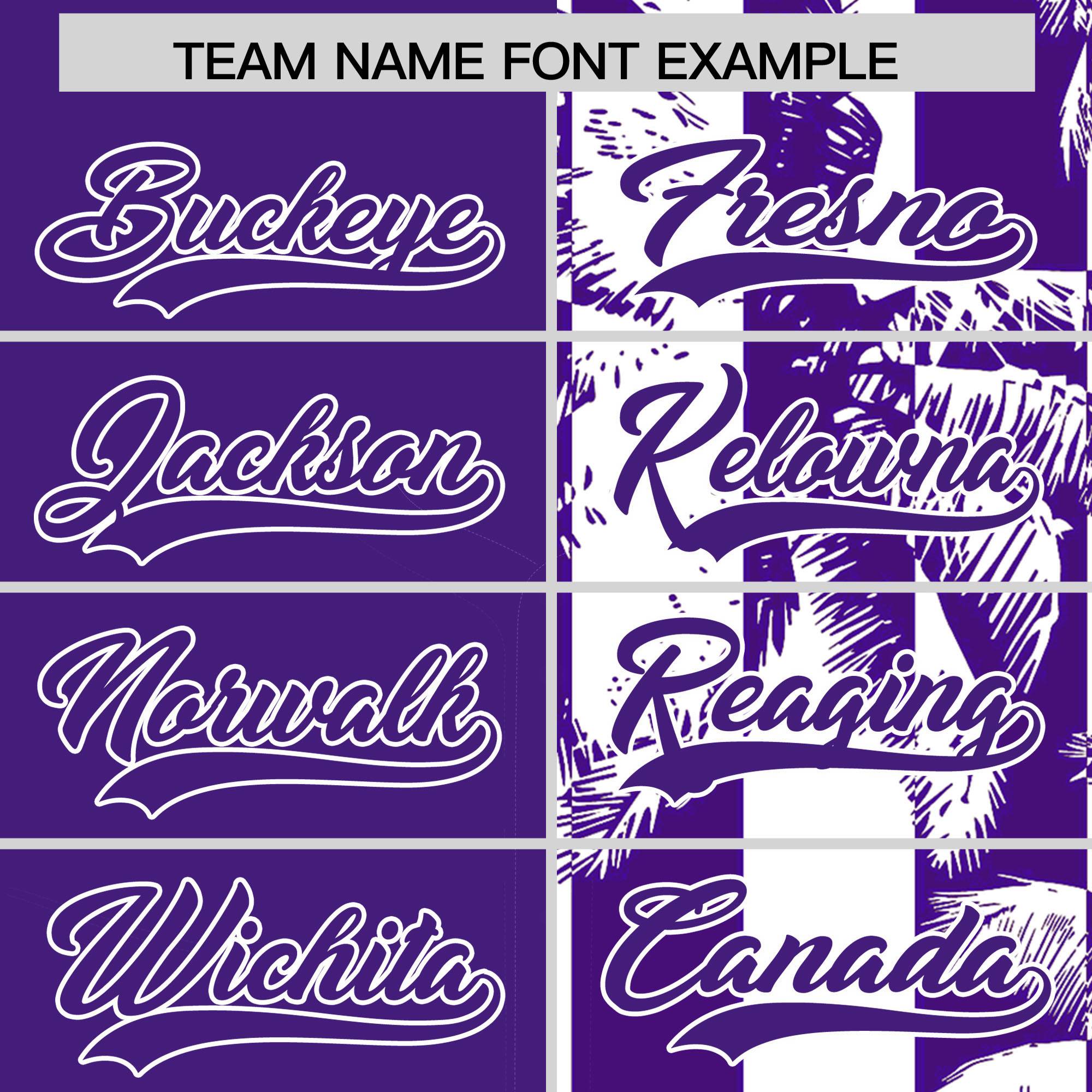 Custom Purple White Split Fashion Coconut Tree Design Authentic Baseball Jersey| KXKSHOP