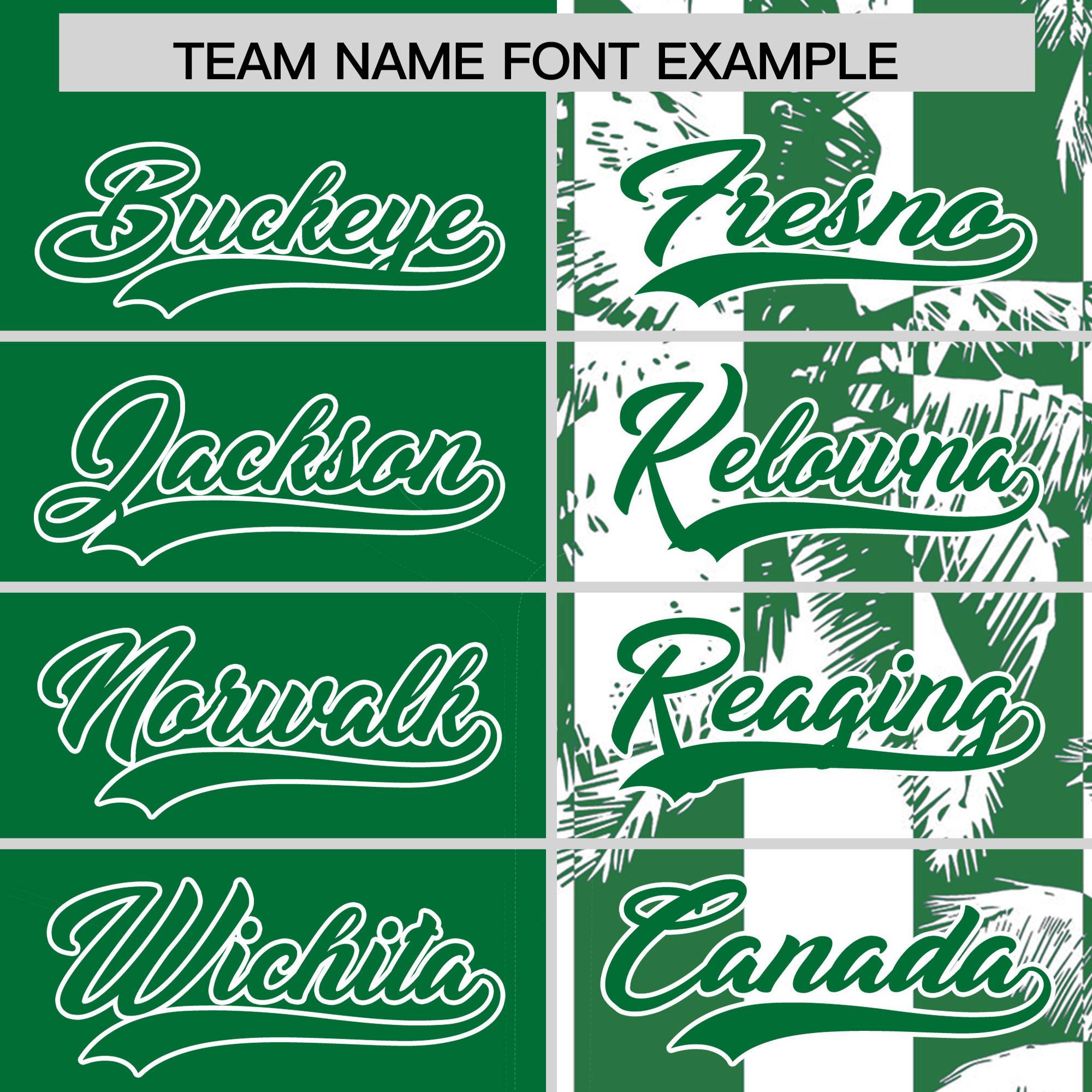 Custom Kelly Green White Split Fashion Coconut Tree Design Authentic Baseball Jersey| KXKSHOP