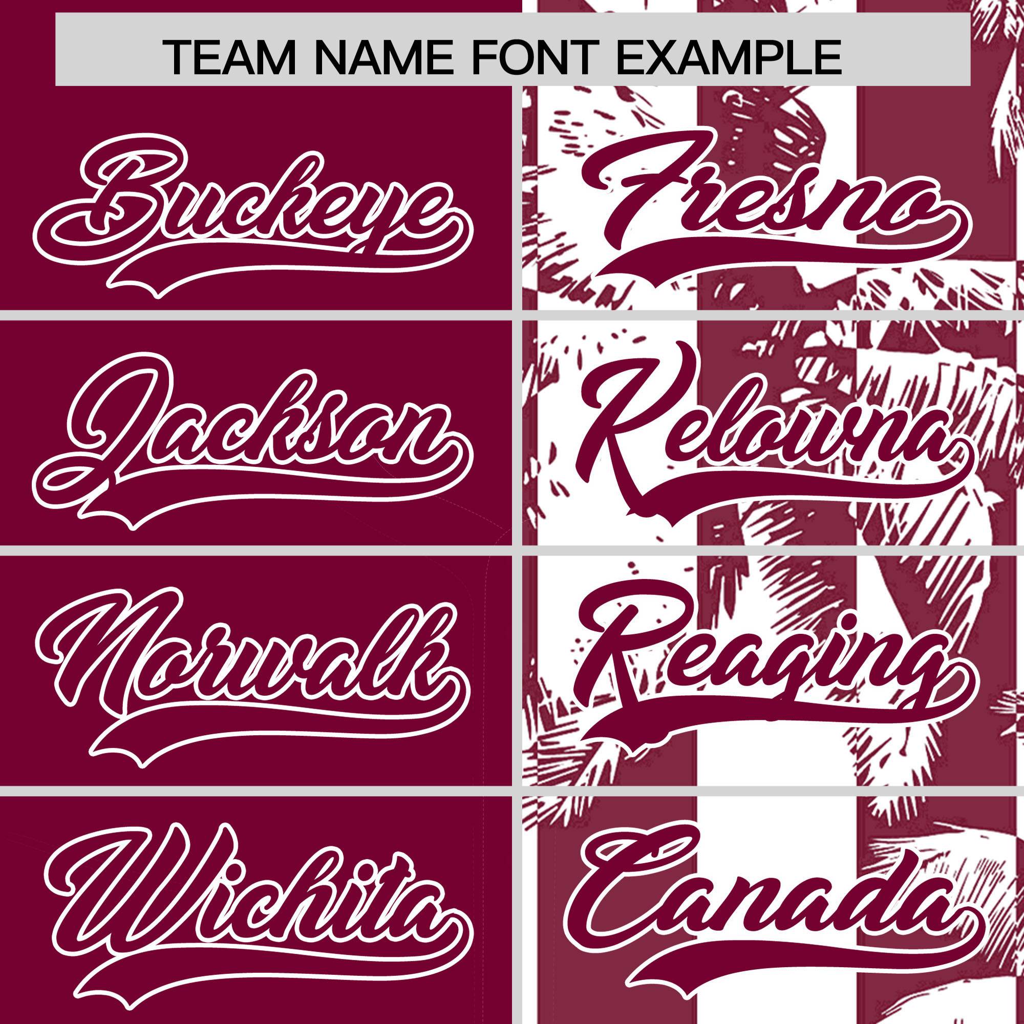 Custom Crimson White Split Fashion Coconut Tree Design Authentic Baseball Jersey| KXKSHOP