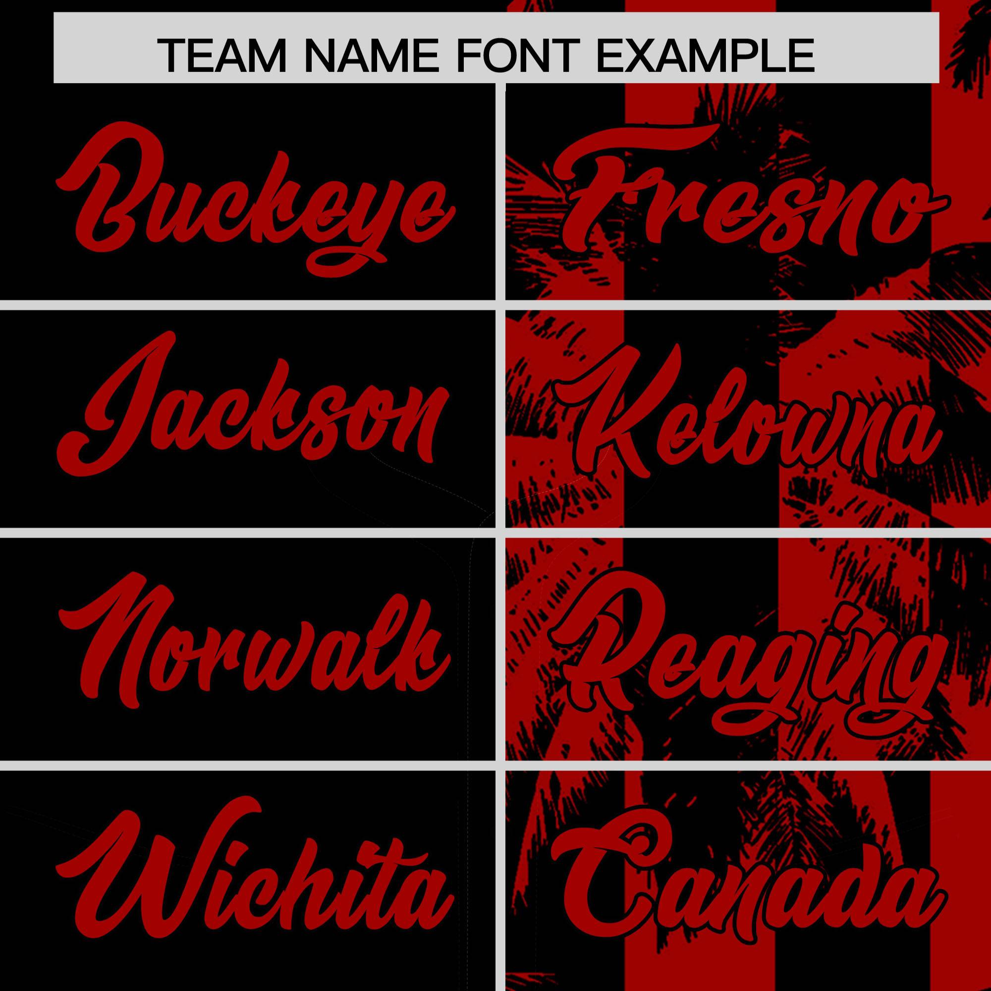 Custom Black Red Split Fashion Coconut Tree Design Authentic Baseball Jersey| KXKSHOP