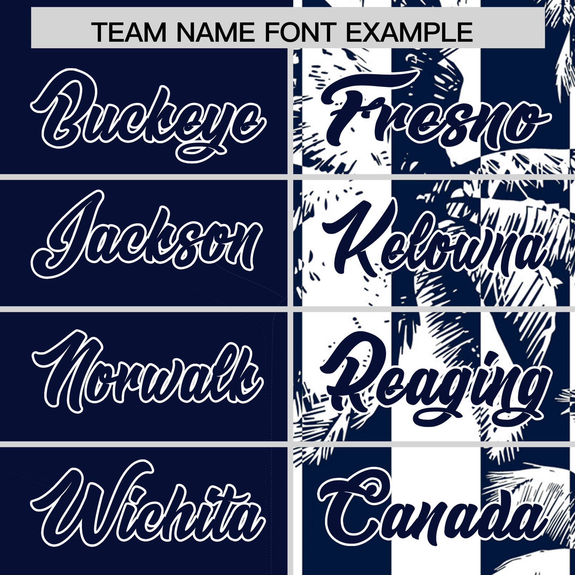 Custom Navy White Split Fashion Coconut Tree Design Authentic Baseball Jersey| KXKSHOP