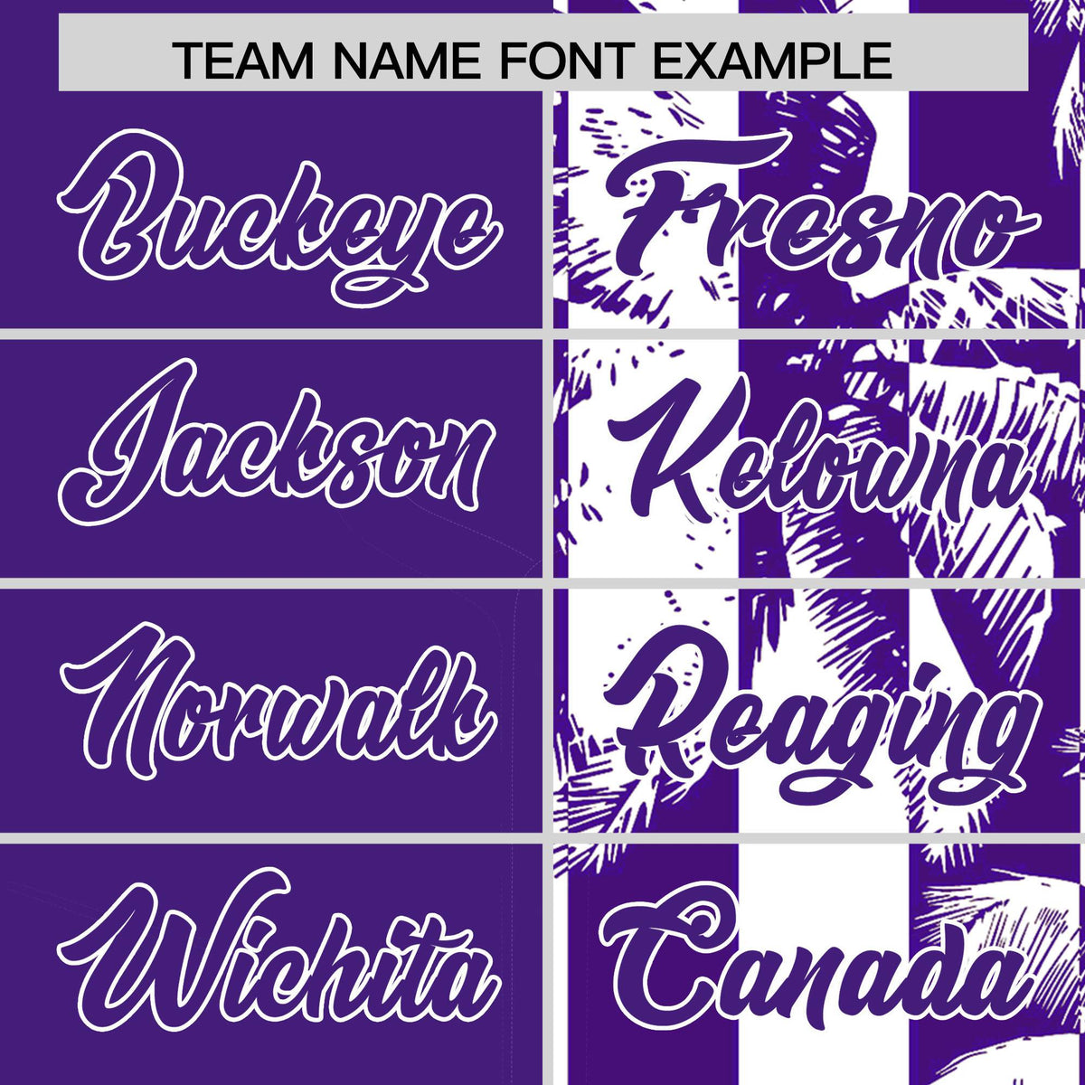 Custom Purple White Split Fashion Coconut Tree Design Authentic Baseball Jersey| KXKSHOP