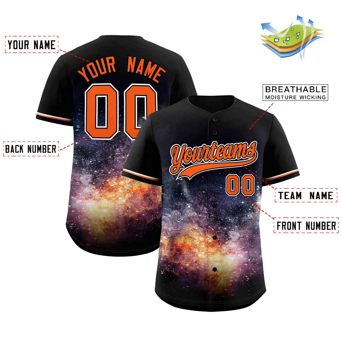 Custom Black Personalized Starburst Pattern Authentic Baseball Jersey| KXKSHOP