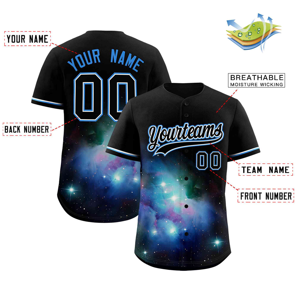 Custom Black Personalized Starburst Pattern Authentic Baseball Jersey| KXKSHOP
