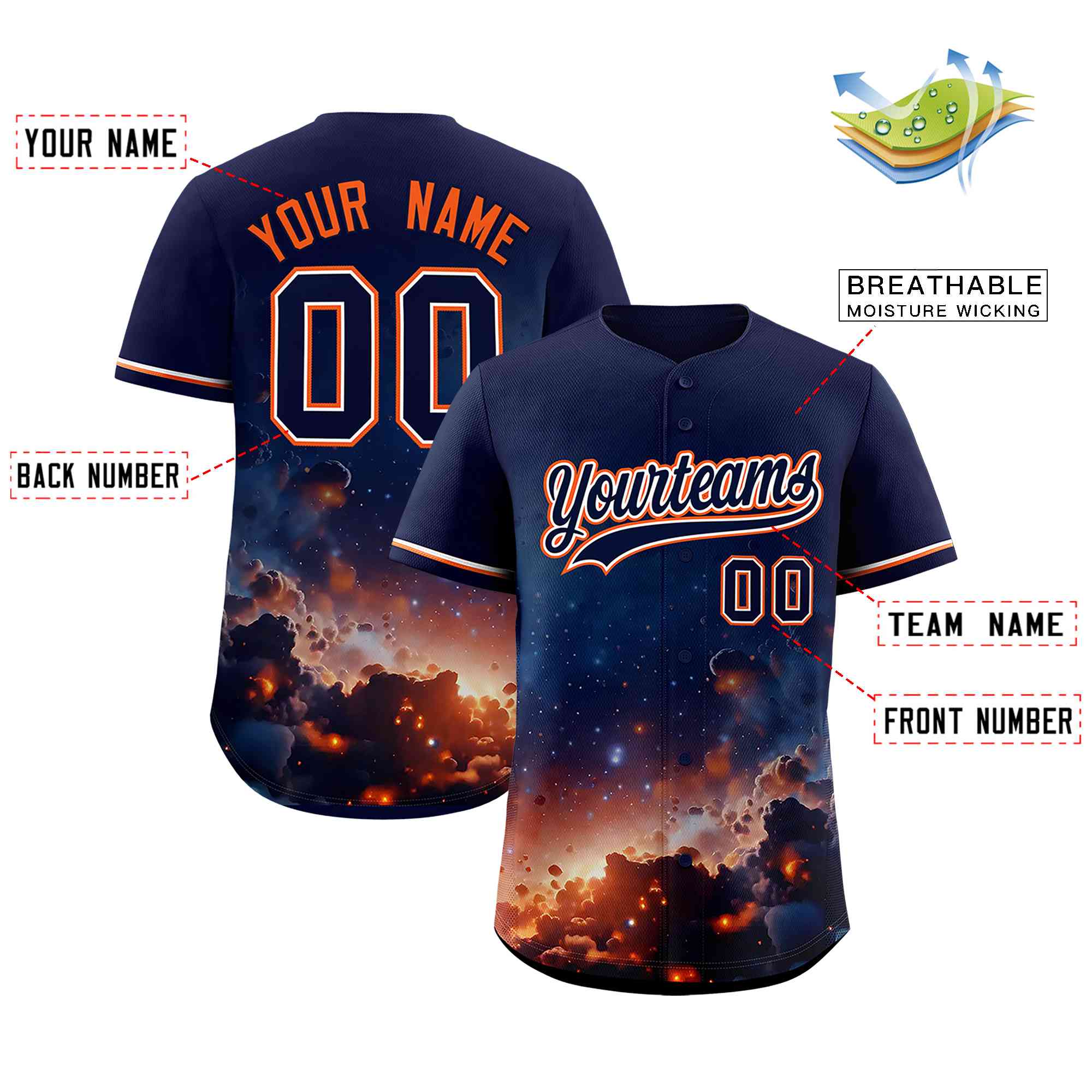 Custom Navy Personalized Starburst Pattern Authentic Baseball Jersey| KXKSHOP