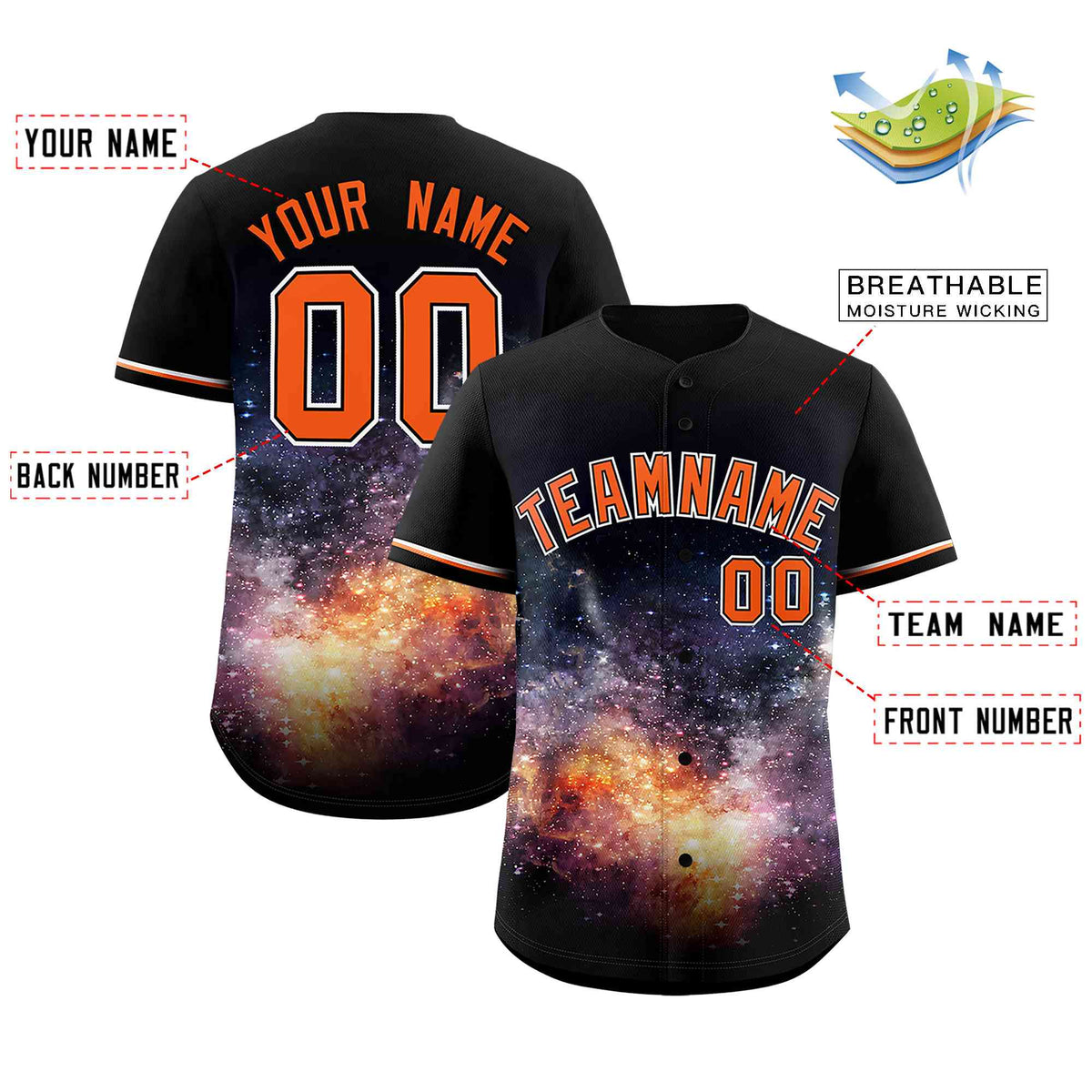 Custom Black Personalized Starburst Pattern Authentic Baseball Jersey| KXKSHOP