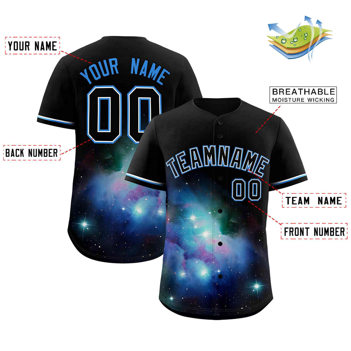 Custom Black Personalized Starburst Pattern Authentic Baseball Jersey| KXKSHOP