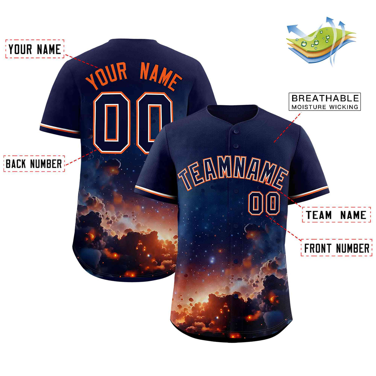 Custom Navy Personalized Starburst Pattern Authentic Baseball Jersey| KXKSHOP