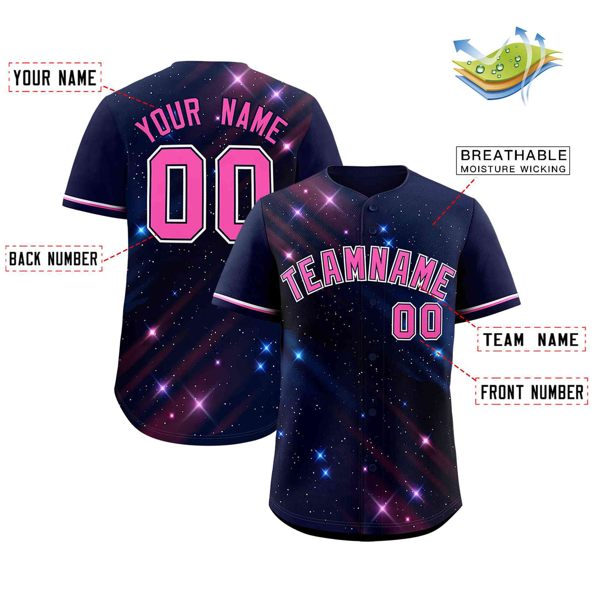 Custom Navy Personalized Starburst Pattern Authentic Baseball Jersey| KXKSHOP