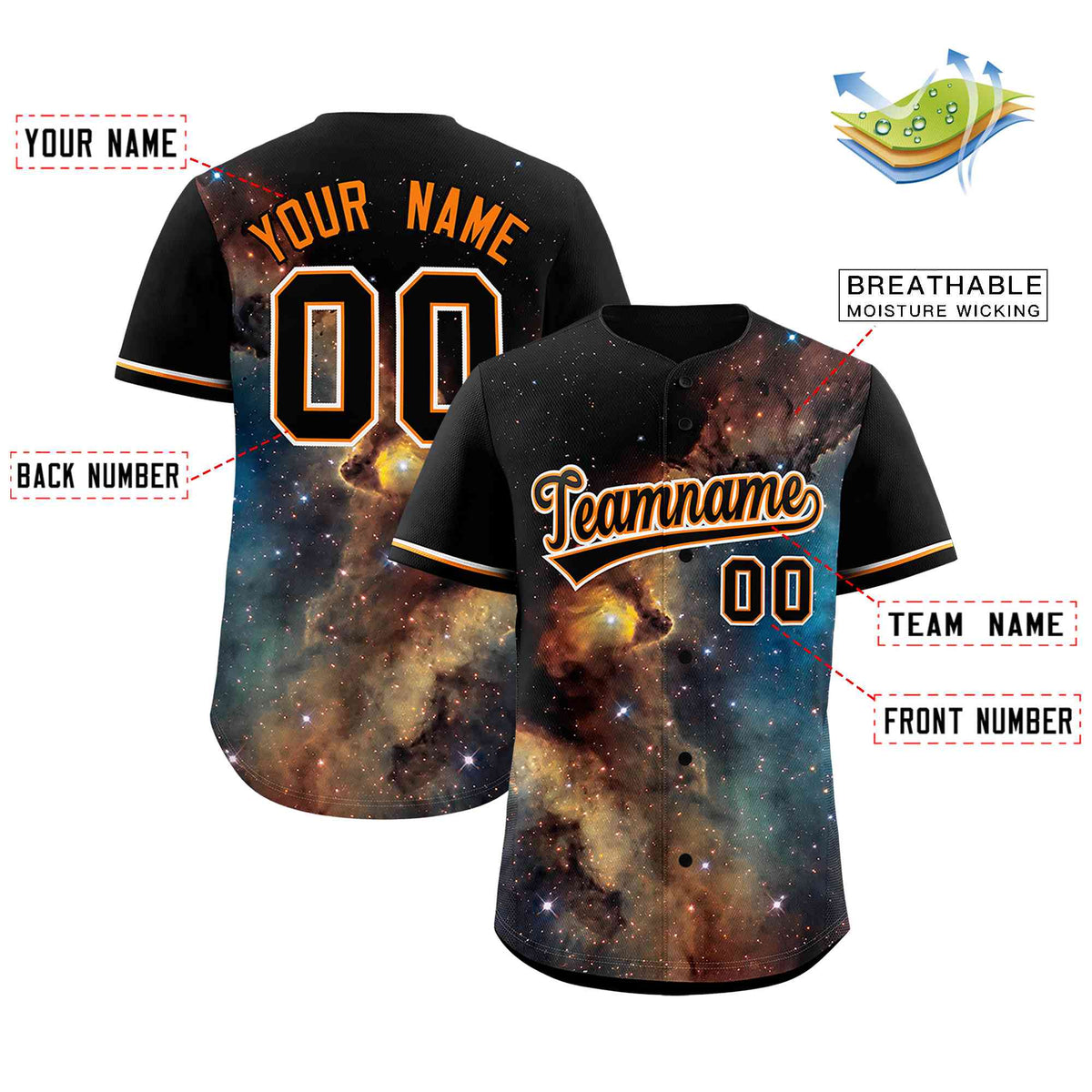 Custom Black Personalized Starburst Pattern Authentic Baseball Jersey| KXKSHOP