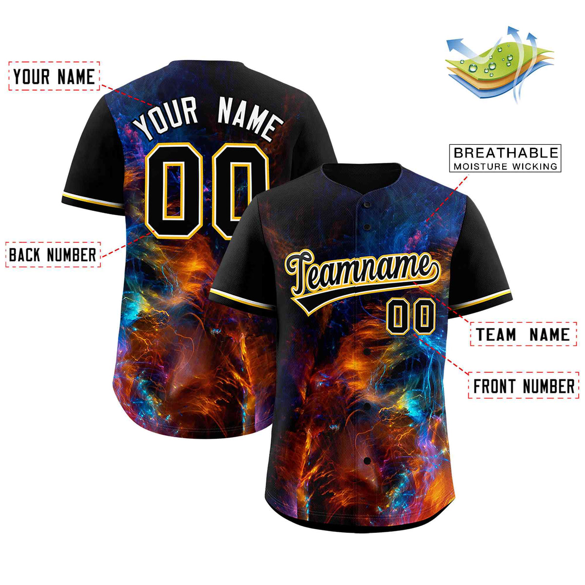 Custom Black Personalized Starburst Pattern Authentic Baseball Jersey| KXKSHOP