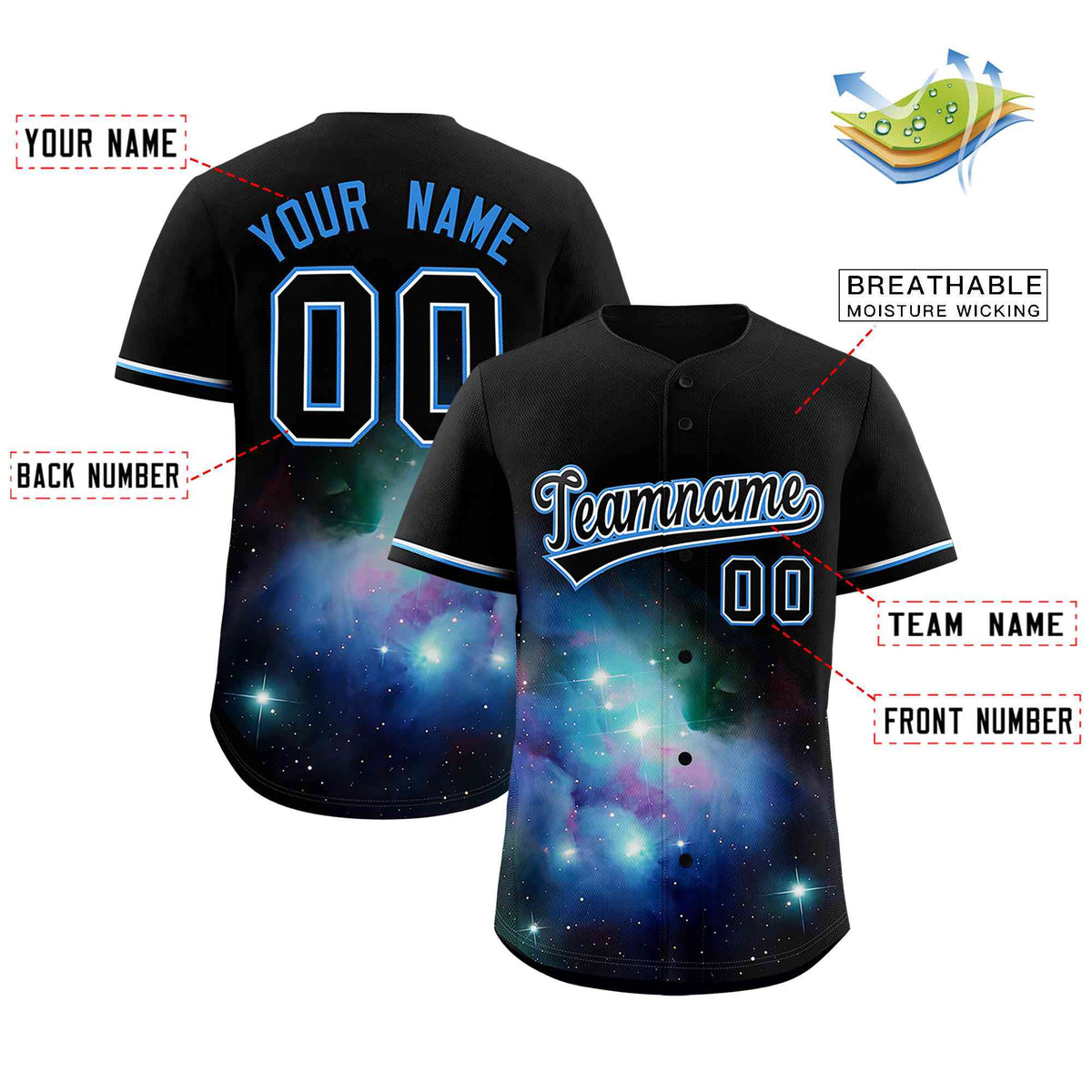 Custom Black Personalized Starburst Pattern Authentic Baseball Jersey| KXKSHOP