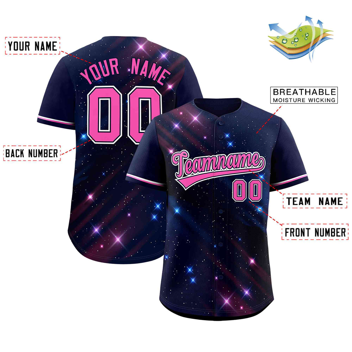 Custom Navy Personalized Starburst Pattern Authentic Baseball Jersey| KXKSHOP