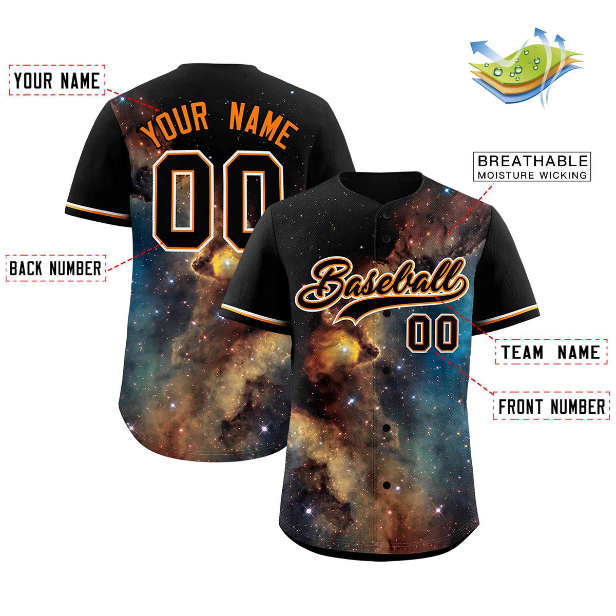 Custom Black Personalized Starburst Pattern Authentic Baseball Jersey| KXKSHOP