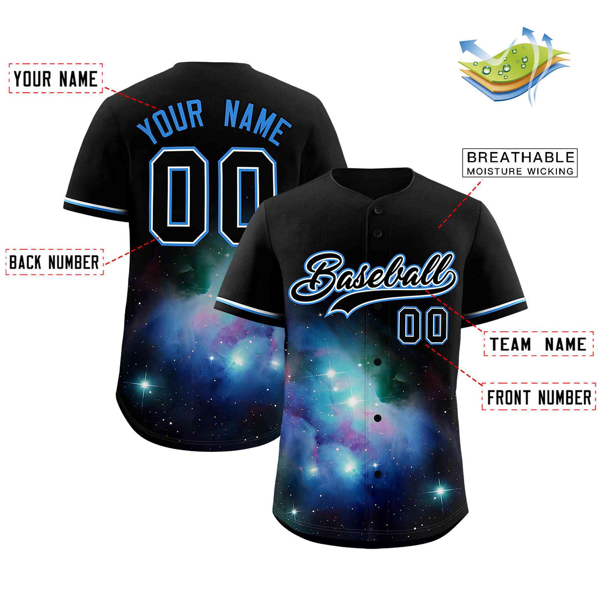 Custom Black Personalized Starburst Pattern Authentic Baseball Jersey| KXKSHOP