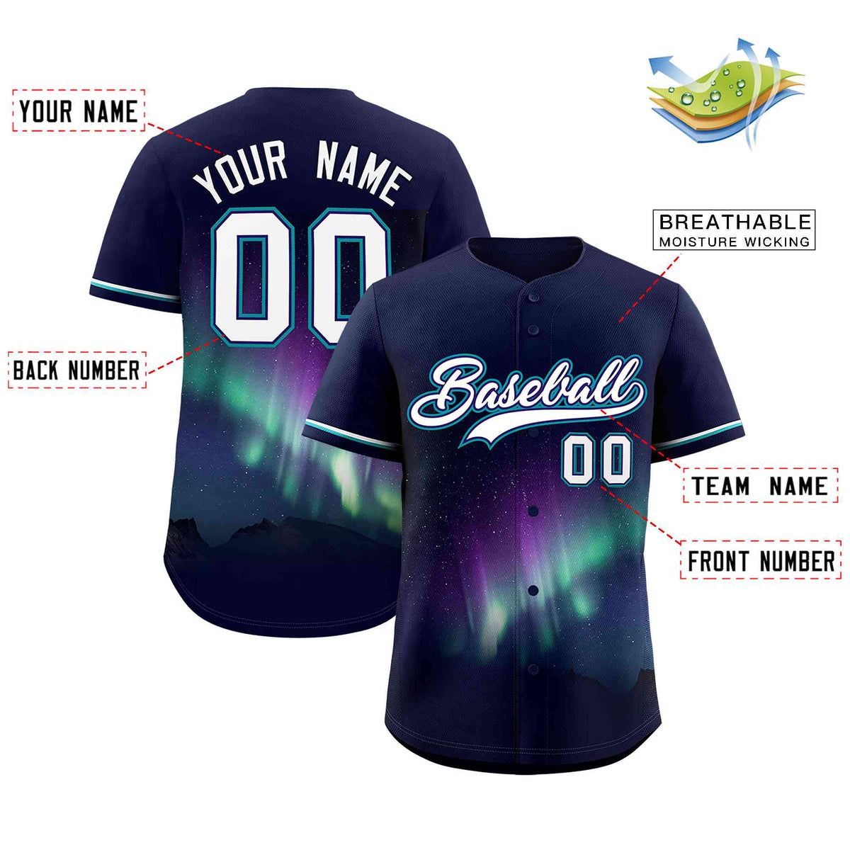 Custom Navy Personalized Starburst Pattern Authentic Baseball Jersey| KXKSHOP