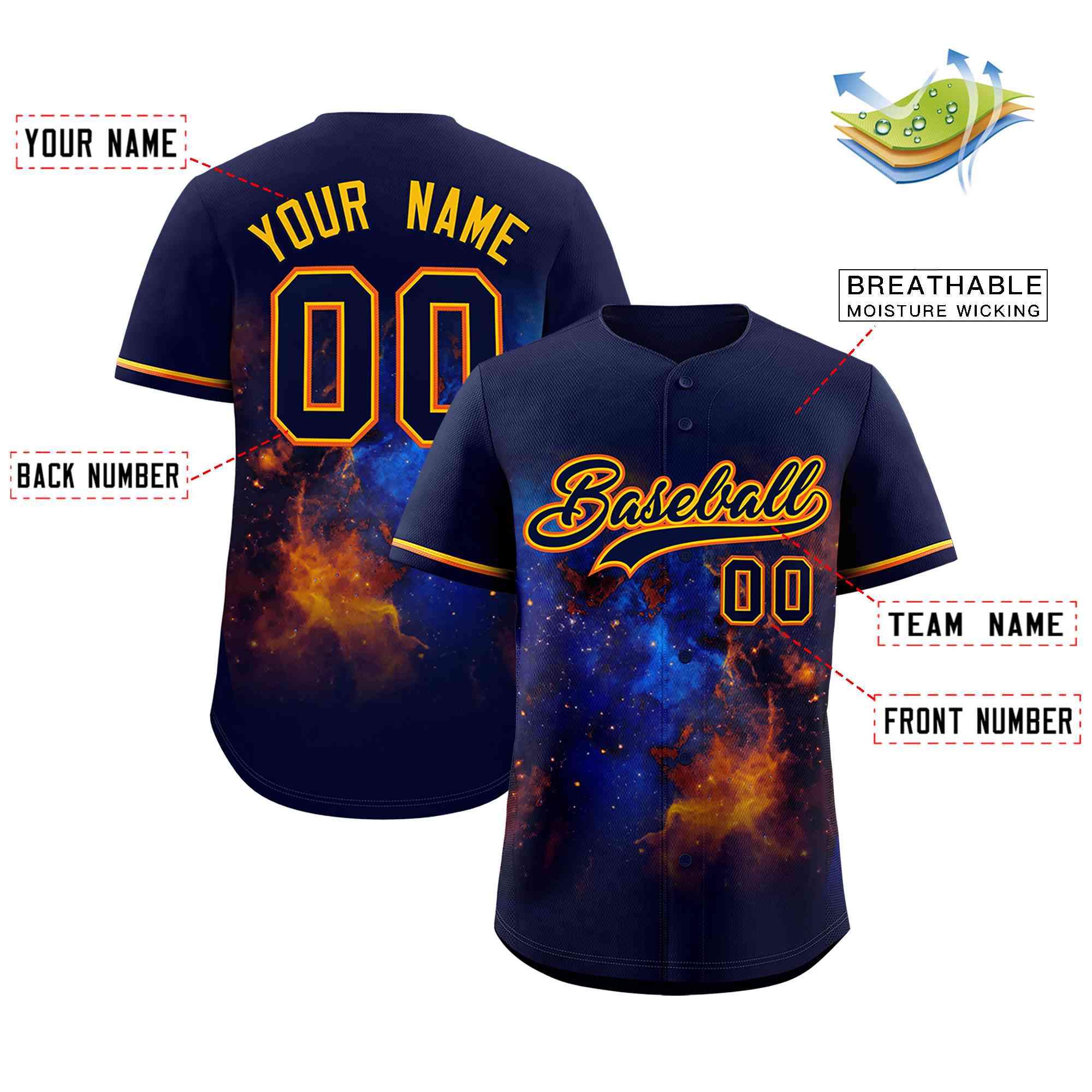 Custom Navy Personalized Starburst Pattern Authentic Baseball Jersey| KXKSHOP
