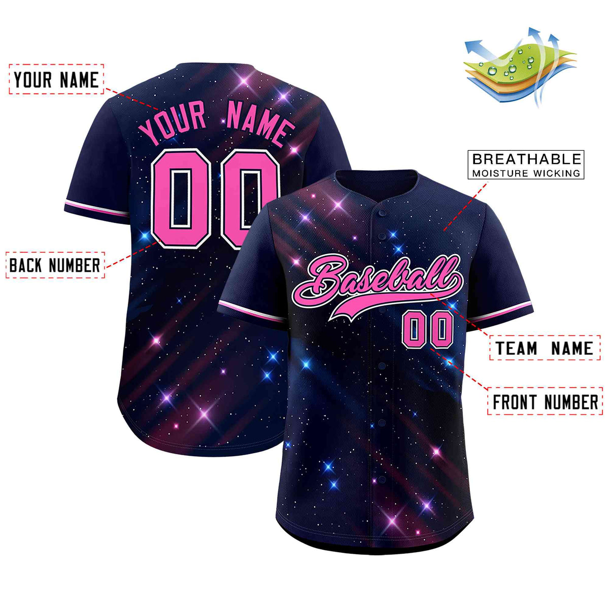 Custom Navy Personalized Starburst Pattern Authentic Baseball Jersey| KXKSHOP