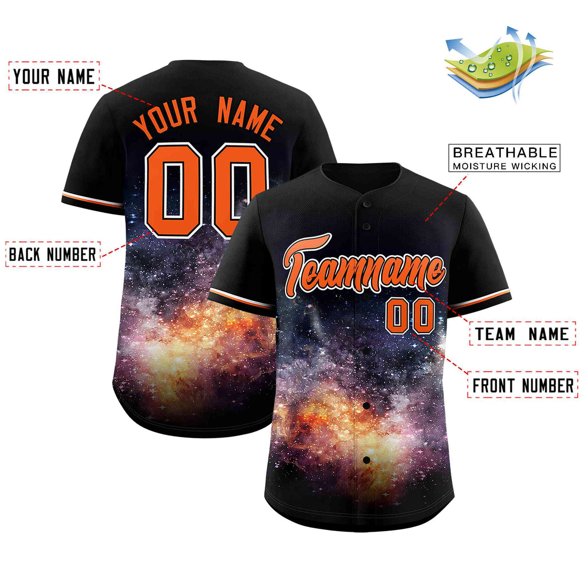 Custom Black Personalized Starburst Pattern Authentic Baseball Jersey| KXKSHOP