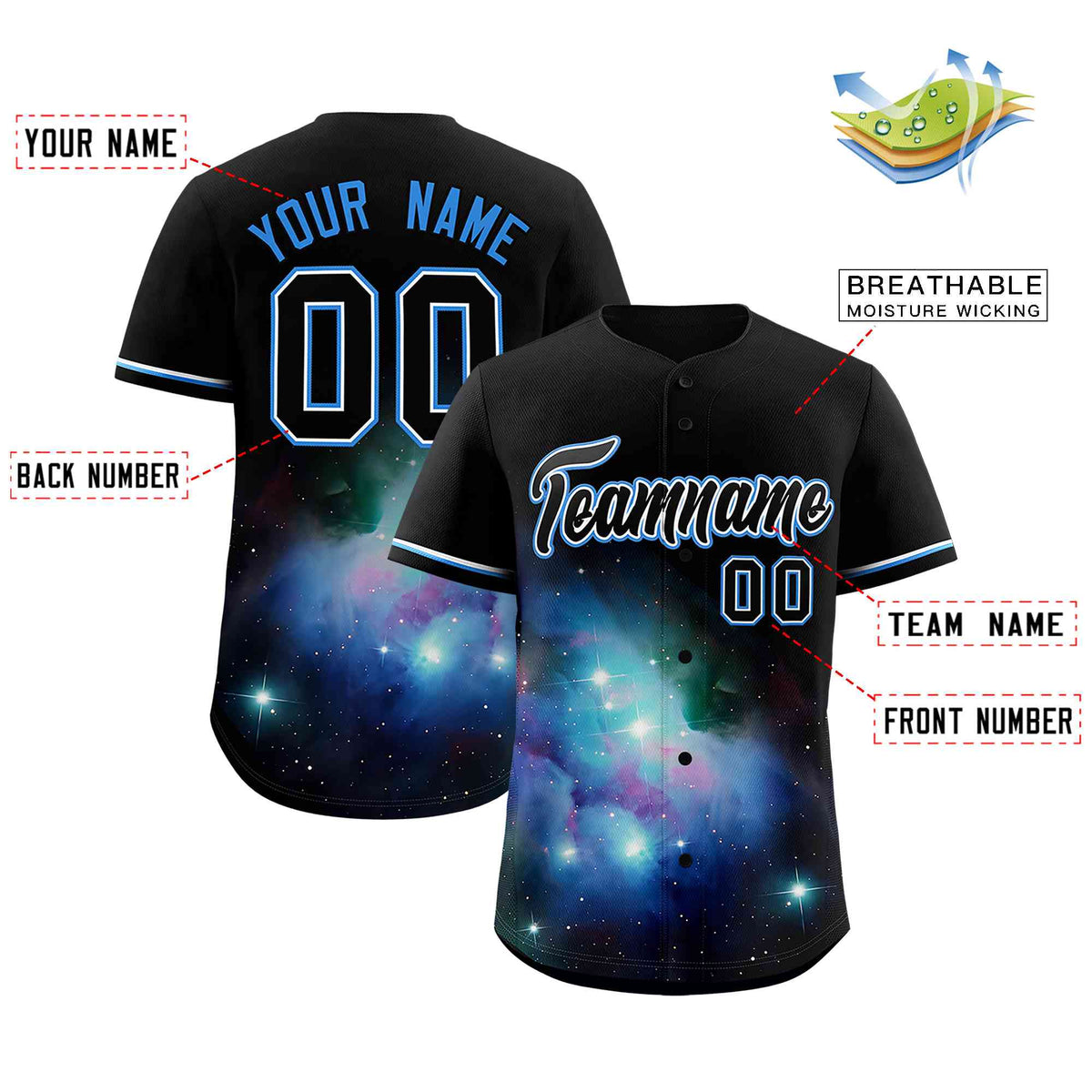 Custom Black Personalized Starburst Pattern Authentic Baseball Jersey| KXKSHOP