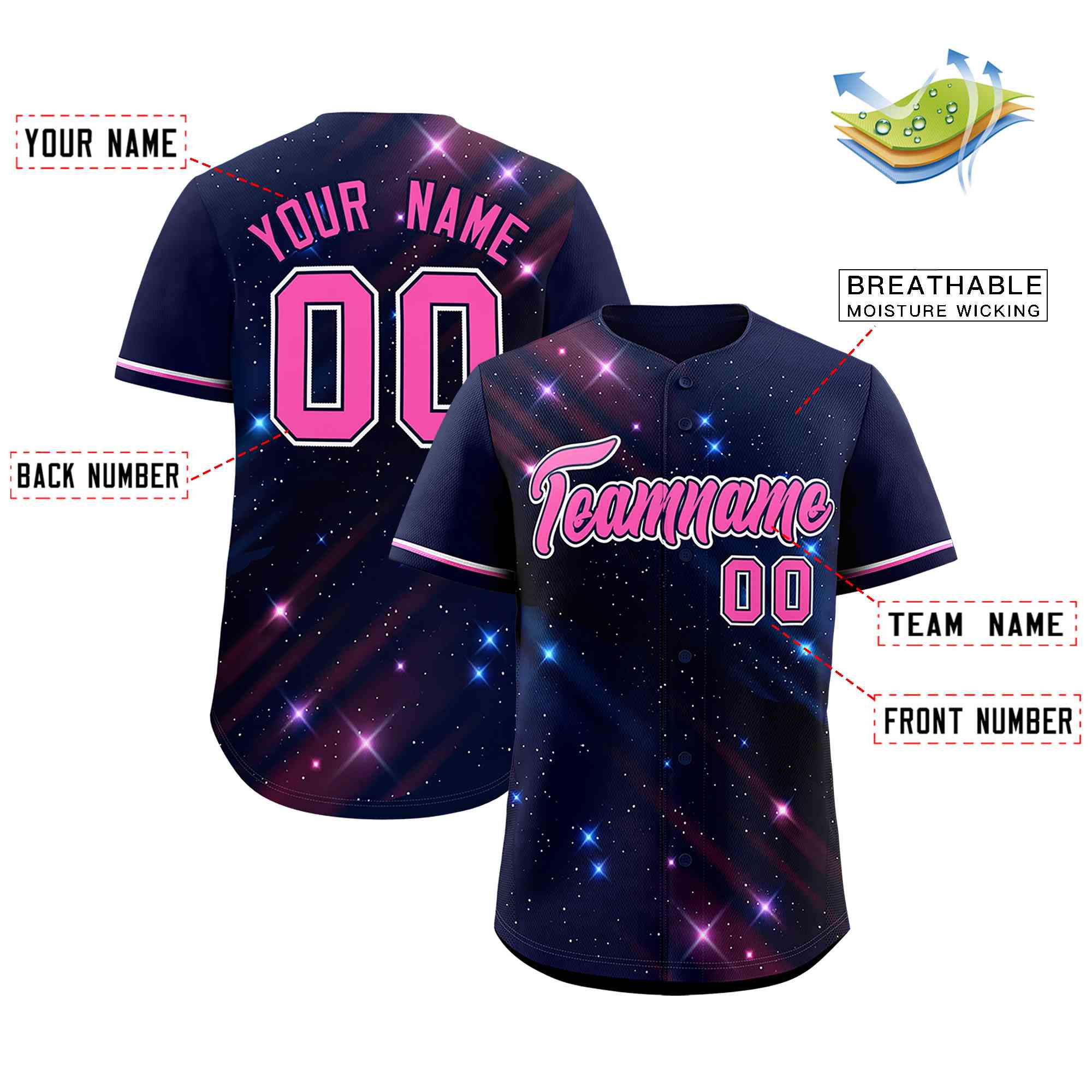 Custom Navy Personalized Starburst Pattern Authentic Baseball Jersey| KXKSHOP
