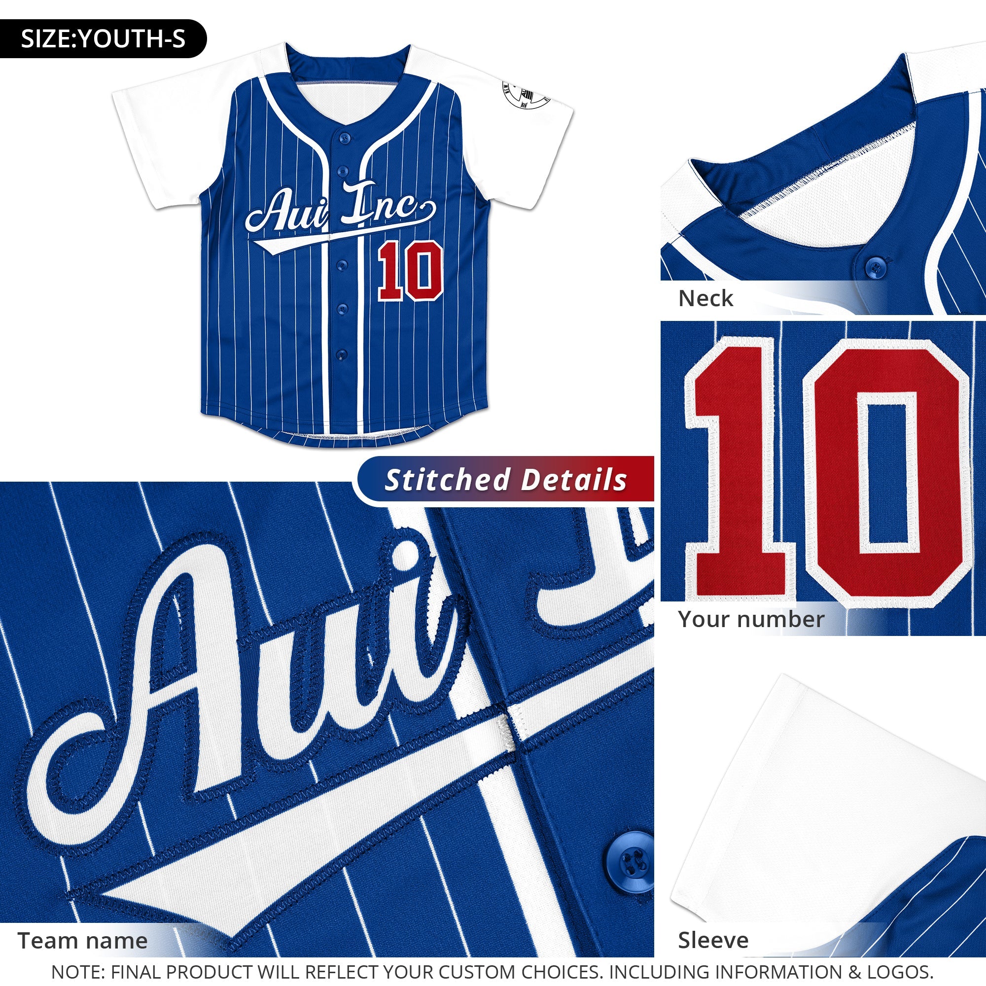 Custom Royal White Stripe Fashion Raglan Sleeves Authentic Baseball Jersey