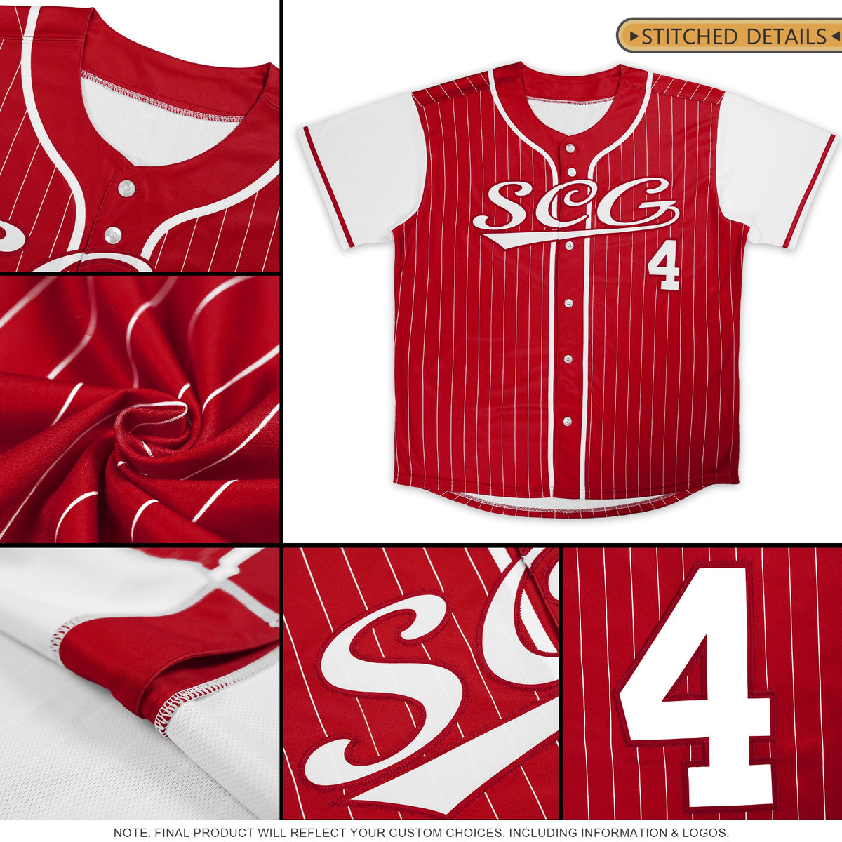 Custom Red White Stripe Fashion Raglan Sleeves Authentic Baseball Jersey