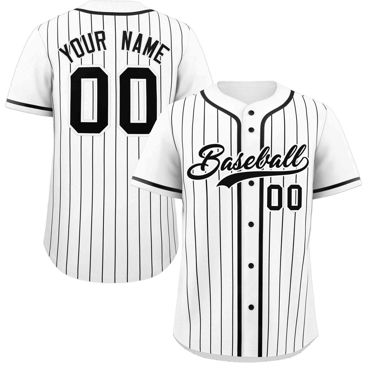 Custom White Black Stripe Fashion Raglan Sleeves Authentic Baseball Jersey