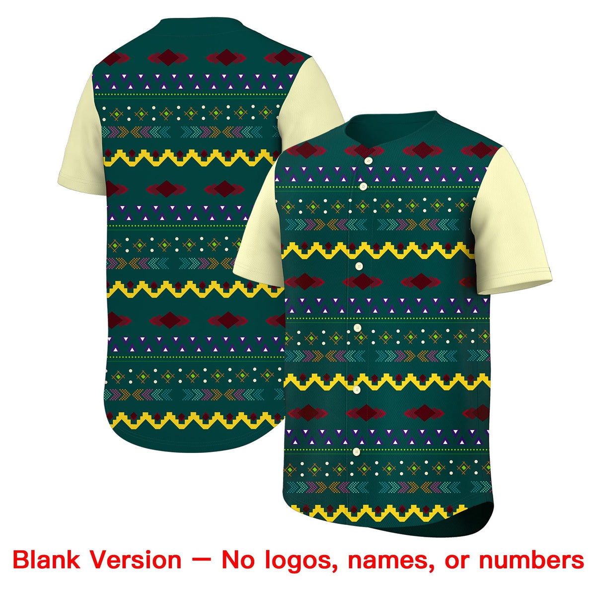 Custom Midnight Green Cream White Mexican style Breathable Baseball Jersey| KXKSHOP