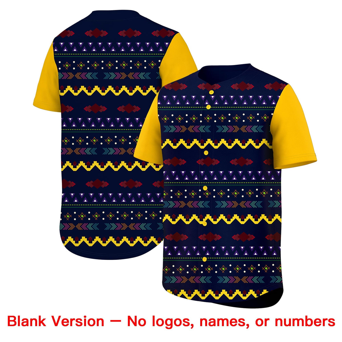 Custom Navy Yellow White Mexican style Lightweight Baseball Jersey| KXKSHOP