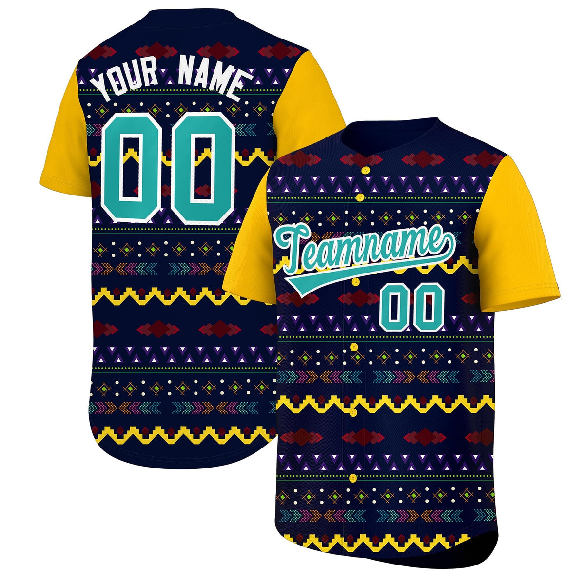 Custom Navy Yellow White Mexican style Lightweight Baseball Jersey| KXKSHOP