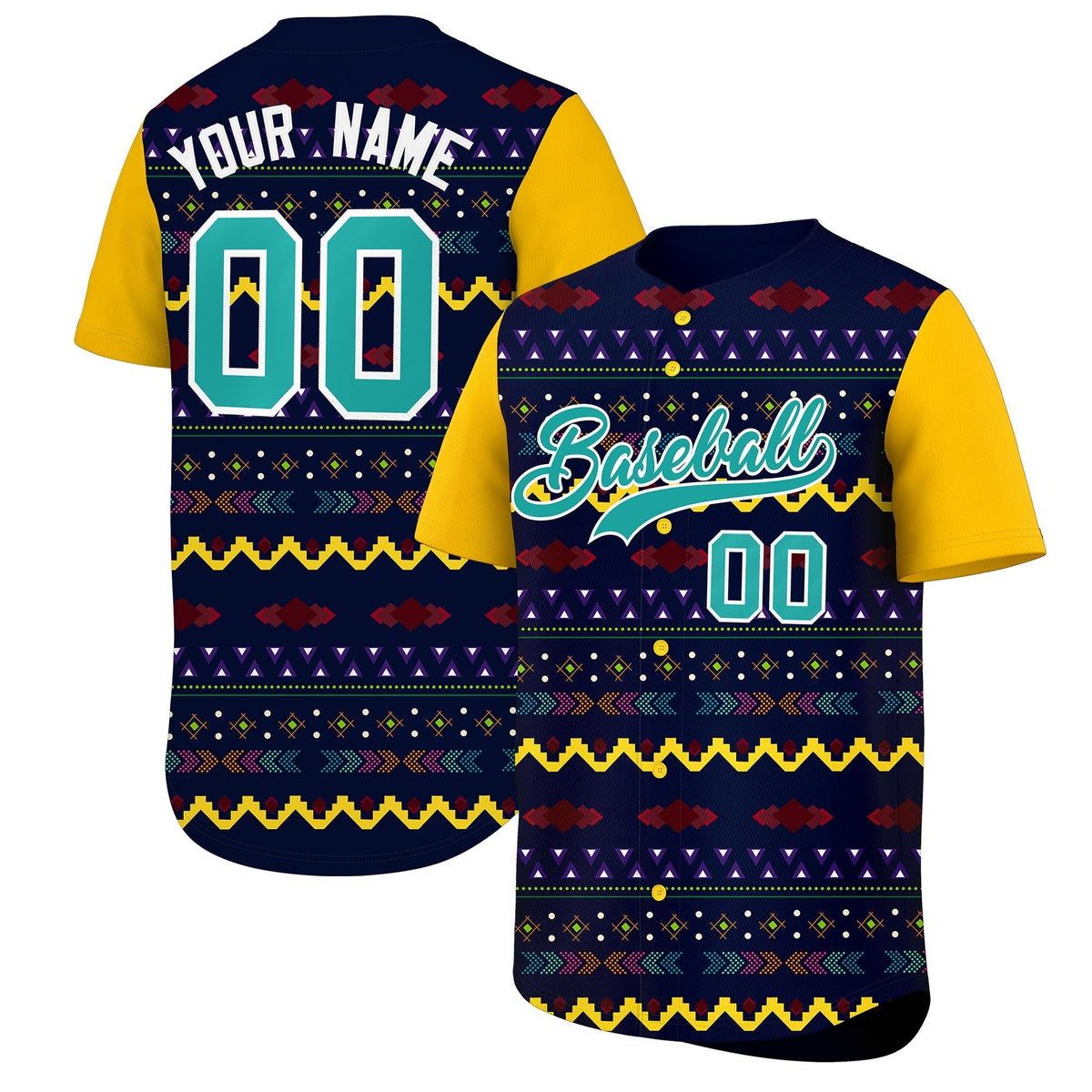 Custom Navy Yellow White Mexican style Lightweight Baseball Jersey| KXKSHOP
