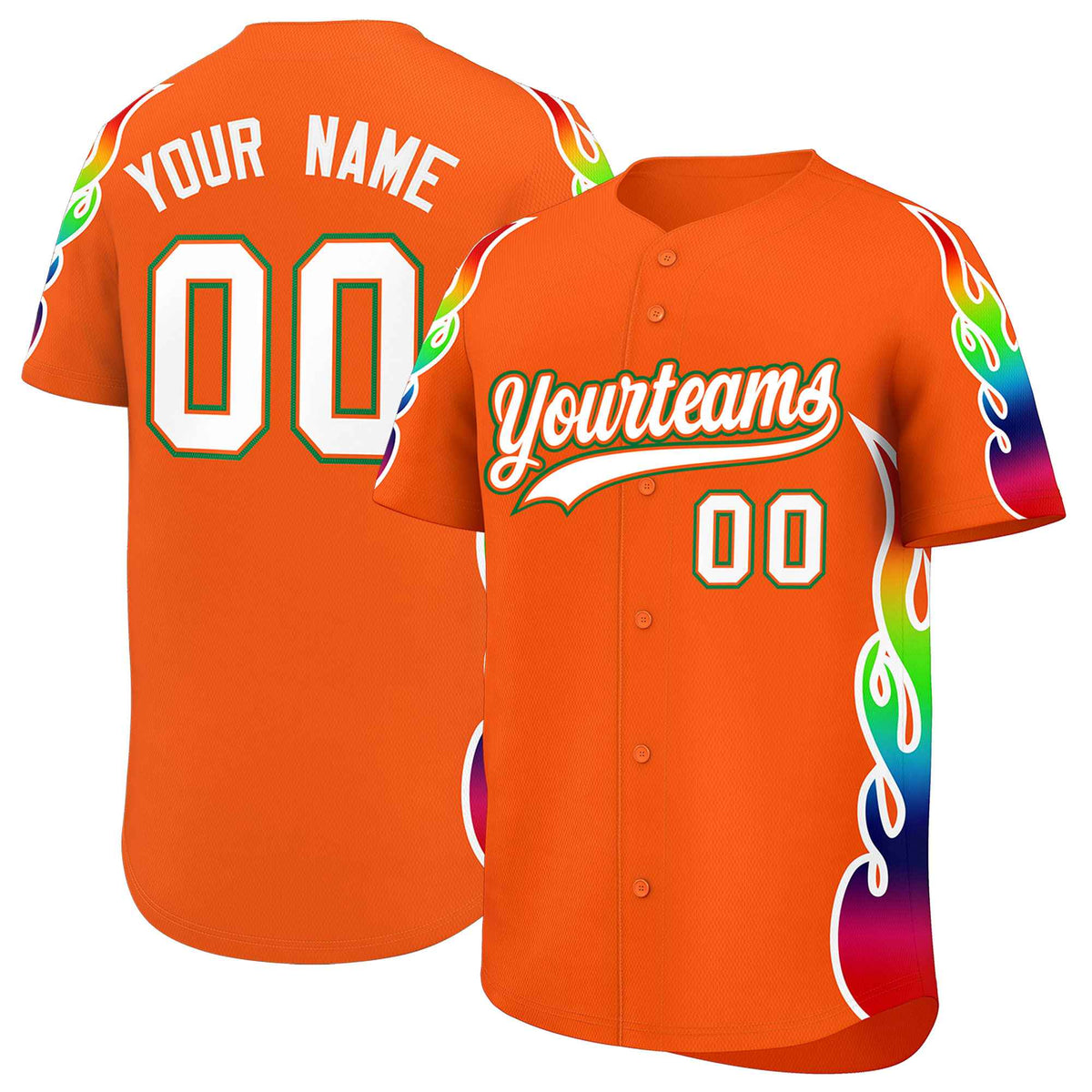Custom Orange Graffiti Pattern Personalized Multicolored Flames Print Authentic Baseball Jersey| KXKSHOP