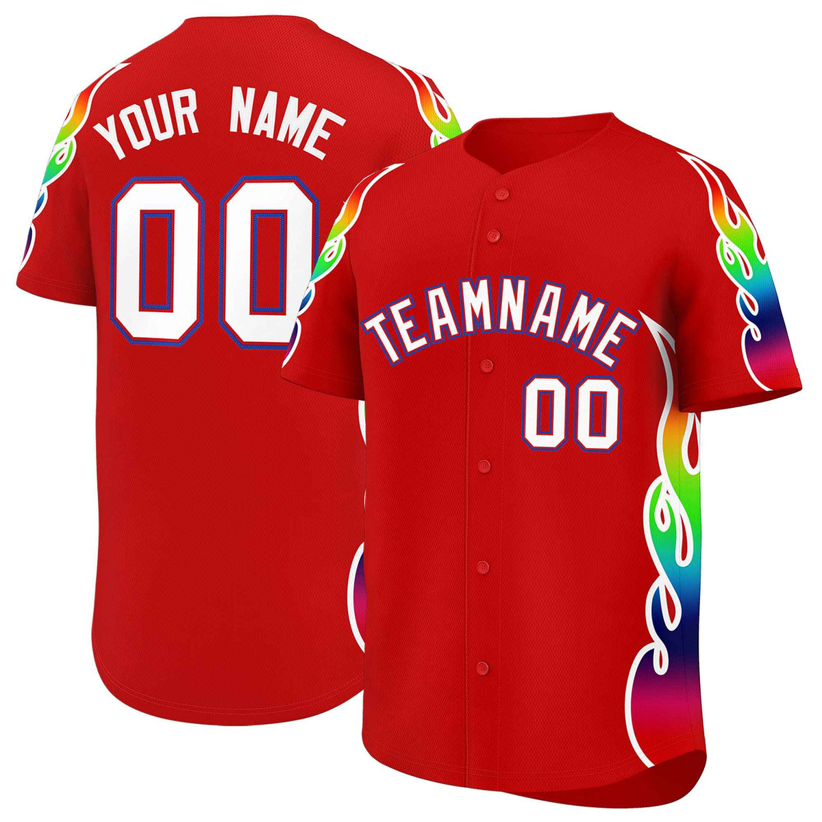 Custom Red Graffiti Pattern Personalized Multicolored Flames Print Authentic Baseball Jersey| KXKSHOP