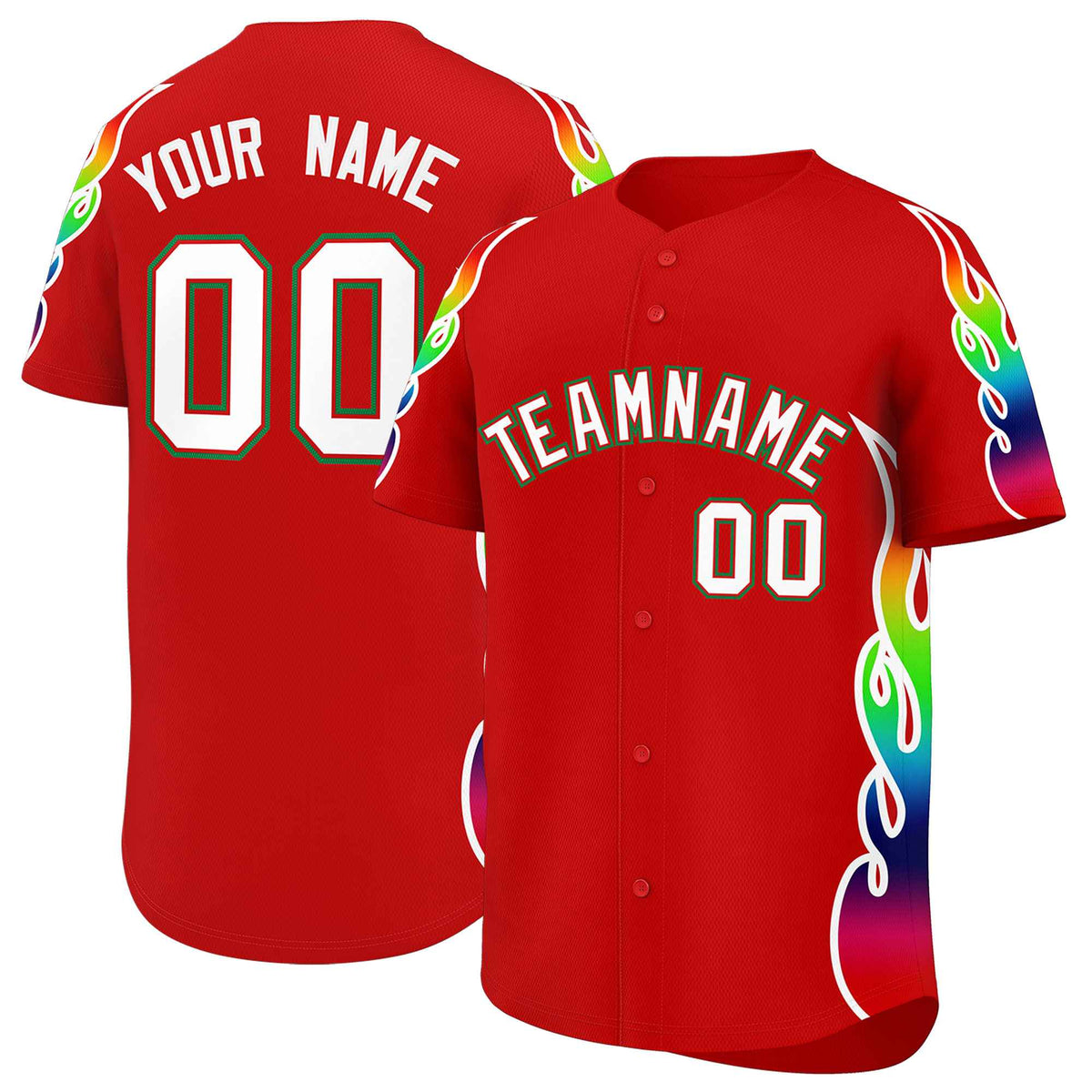 Custom Red Graffiti Pattern Personalized Multicolored Flames Print Authentic Baseball Jersey| KXKSHOP