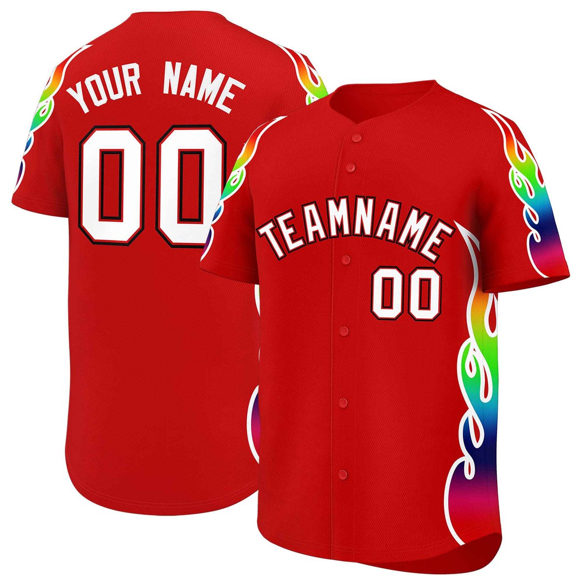 Custom Red Graffiti Pattern Personalized Multicolored Flames Print Authentic Baseball Jersey| KXKSHOP