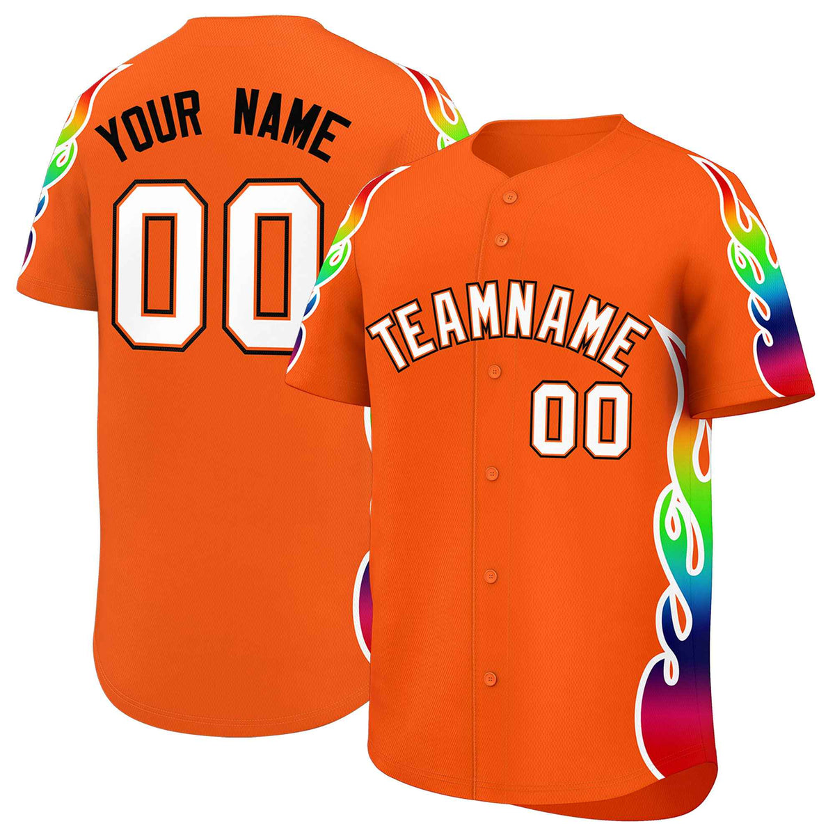 Custom Orange Graffiti Pattern Personalized Multicolored Flames Print Authentic Baseball Jersey| KXKSHOP
