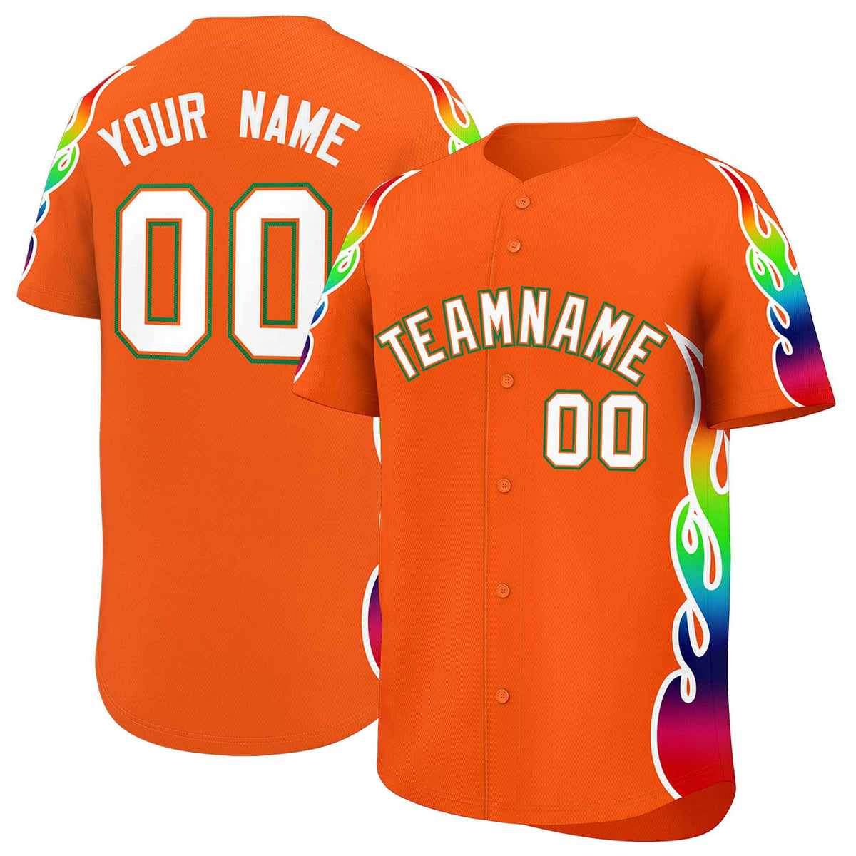 Custom Orange Graffiti Pattern Personalized Multicolored Flames Print Authentic Baseball Jersey| KXKSHOP