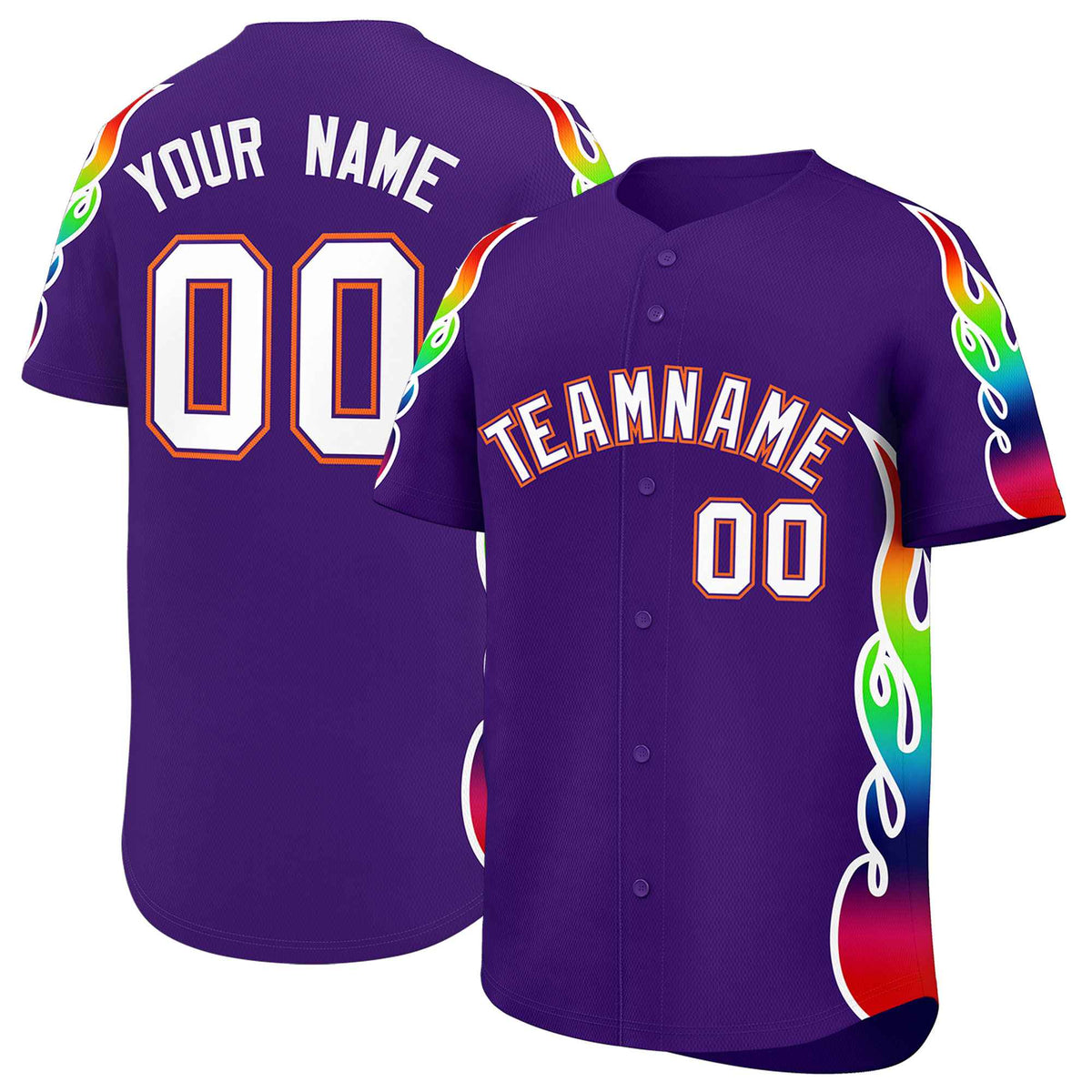 Custom Purple Graffiti Pattern Personalized Multicolored Flames Print Authentic Baseball Jersey| KXKSHOP