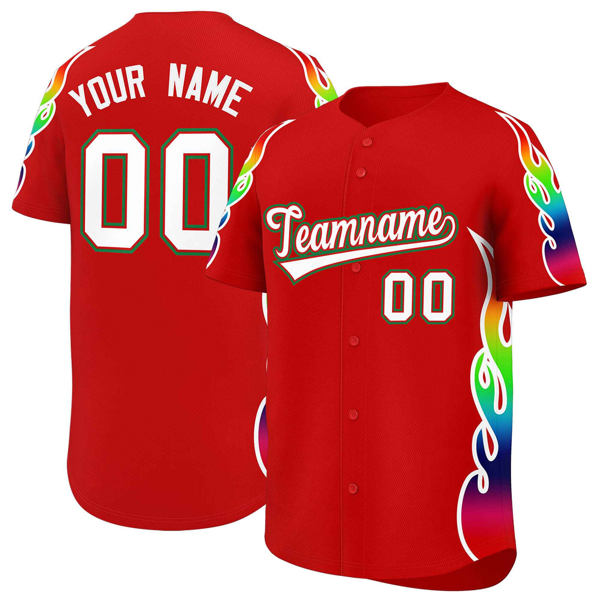 Custom Red Graffiti Pattern Personalized Multicolored Flames Print Authentic Baseball Jersey| KXKSHOP