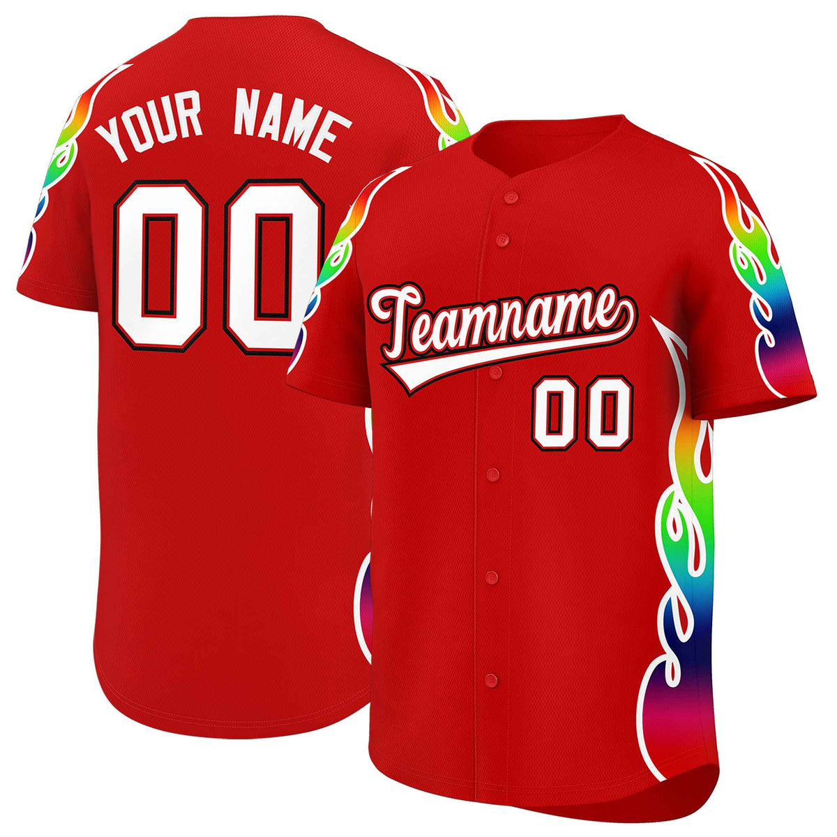 Custom Red Graffiti Pattern Personalized Multicolored Flames Print Authentic Baseball Jersey| KXKSHOP