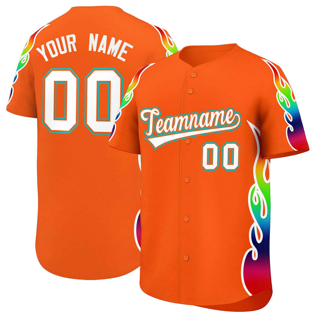 Custom Orange Graffiti Pattern Personalized Multicolored Flames Print Authentic Baseball Jersey| KXKSHOP
